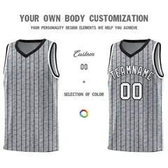 Gray Pinstripe Retro Sets Uniform Basketball Jersey 3