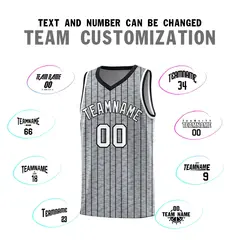 Gray Pinstripe Retro Sets Uniform Basketball Jersey 4