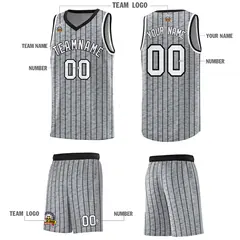 Gray Pinstripe Retro Sets Uniform Basketball Jersey 5