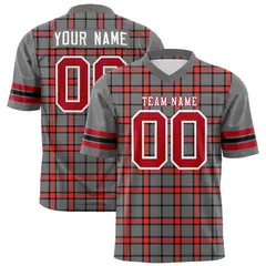 Gray Plaid Pattern Authentic Football Jersey 1