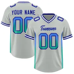 Gray Powder Blue Bright Green Gradient Sides Football Jersey 1