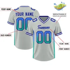 Gray Powder Blue Bright Green Gradient Sides Football Jersey 2