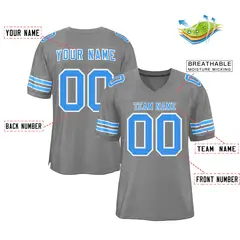 Gray Powder Blue Classic Style Authentic Football Jersey 2