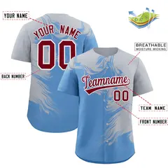 Gray Powder Blue Ink Pattern Authentic Baseball Jersey 2