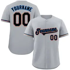 Gray Powder Blue-Orange Classic Authentic Baseball Jersey 1