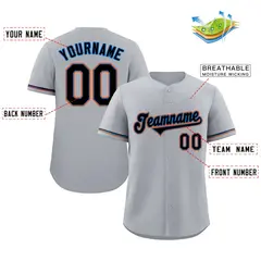 Gray Powder Blue-Orange Classic Authentic Baseball Jersey 2