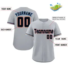 Gray Powder Blue-Orange Classic Authentic Baseball Jersey 2
