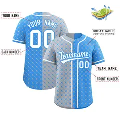 Gray Powder Blue Plaid Split Authentic Baseball Jersey 2