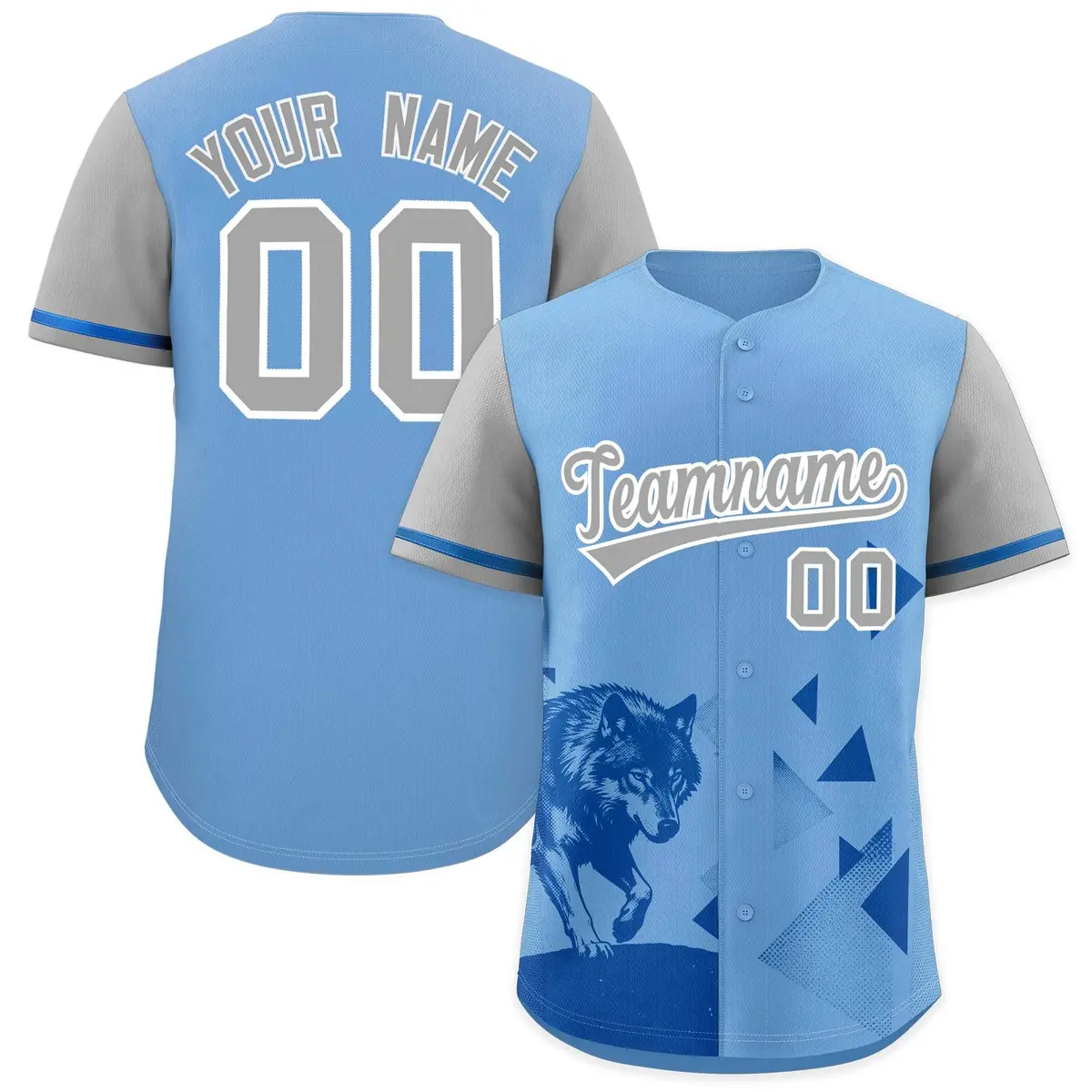 Gray Powder Blue Raptor Series Raglan Baseball Jersey
