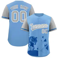 Gray Powder Blue Raptor Series Raglan Baseball Jersey 1