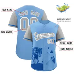 Gray Powder Blue Raptor Series Raglan Baseball Jersey 2