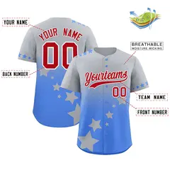 Gray Powder Blue Red Rising Stars Gradient Baseball Jersey 2