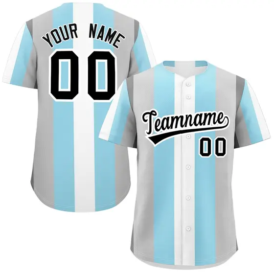 Gray Powder Blue White Demiboy Pride Color Block Baseball Jersey