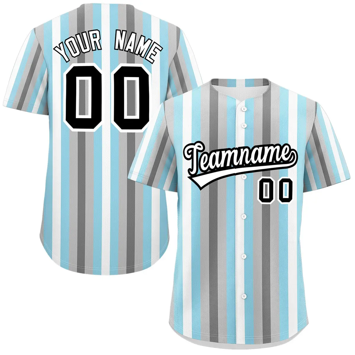 Gray Powder Blue White Demiboy Pride Color Block Baseball Jersey
