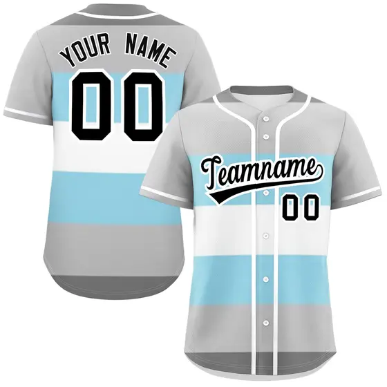 Gray Powder Blue White Demiboy Pride Color Block Baseball Jersey
