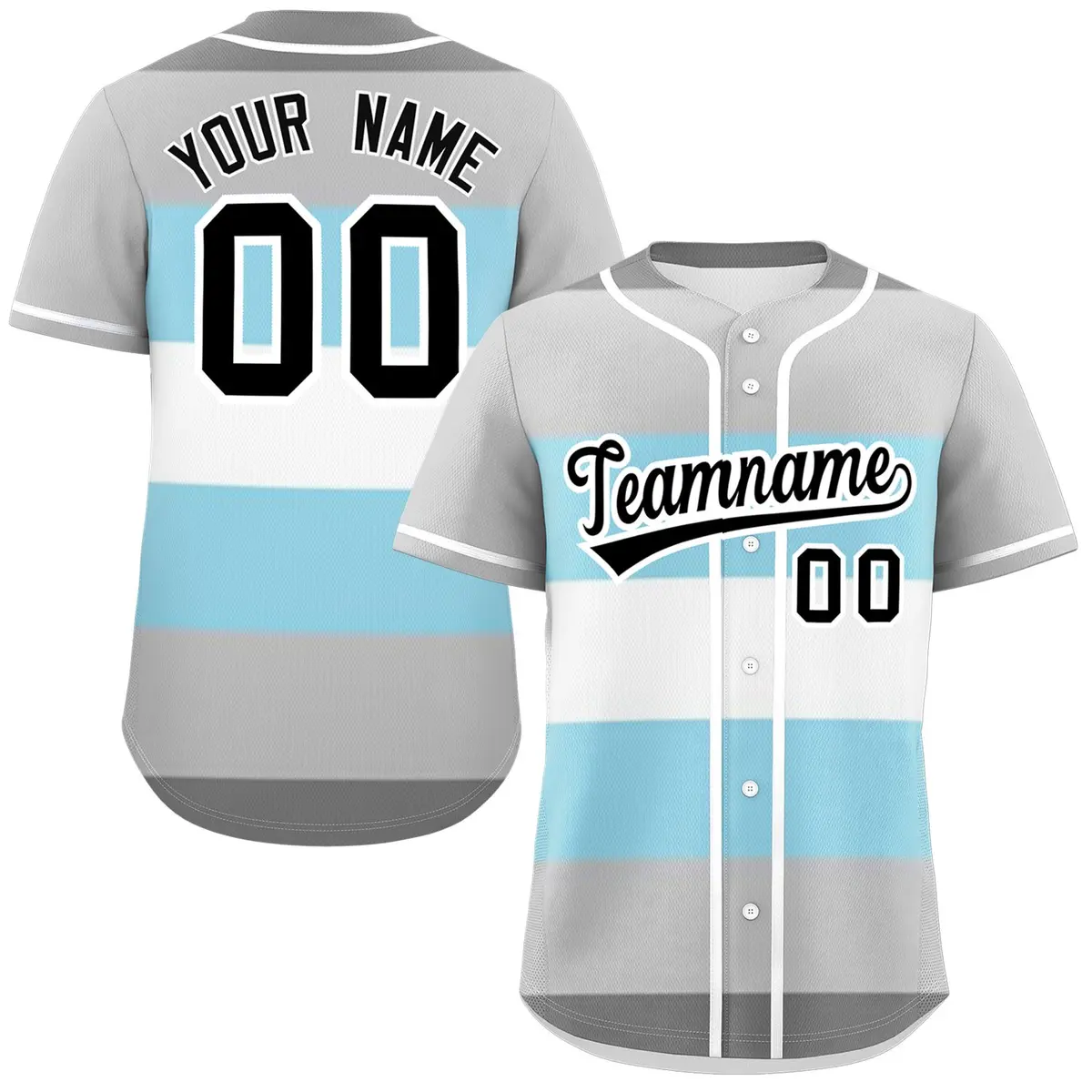 Gray Powder Blue White Demiboy Pride Color Block Baseball Jersey