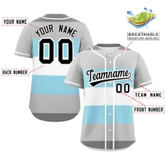 Gray Powder Blue White Demiboy Pride Color Block Baseball Jersey 2