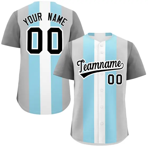Gray Powder Blue White Demiboy Pride Color Block Baseball Jersey