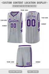Gray Purple and White Gradient Star Graffiti Basketball Jersey 5