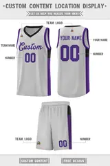 Gray Purple-Black Two-Tone Classic Basketball Jersey 2