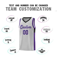 Gray Purple-Black Two-Tone Classic Basketball Jersey 4