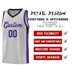 Gray Purple-Black Two-Tone Classic Basketball Jersey 5
