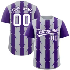 Gray Purple Blade Pattern Raglan Baseball Jersey 1