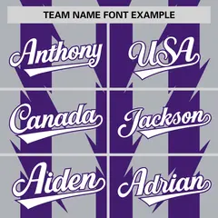 Gray Purple Blade Pattern Raglan Baseball Jersey 3