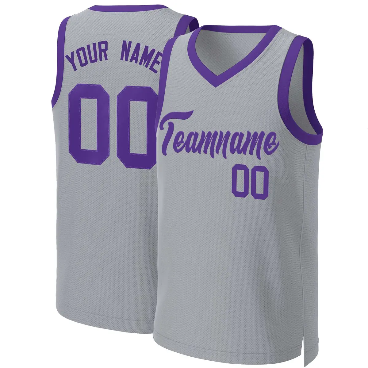 Gray Purple Classic Basketball Jersey