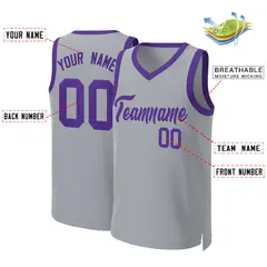 Gray Purple Classic Basketball Jersey 2