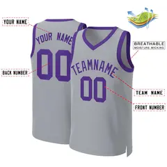 Gray Purple Classic Basketball Jersey 2
