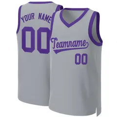 Gray Purple Classic Basketball Jersey 1
