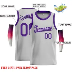 Gray Purple Classic Casual Basketball Jersey 2