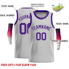 Gray Purple Classic Casual Basketball Jersey 2