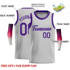 Gray Purple Classic Casual Basketball Jersey 2
