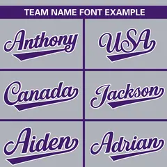 Gray Purple Classic Full Button Baseball Jersey 3