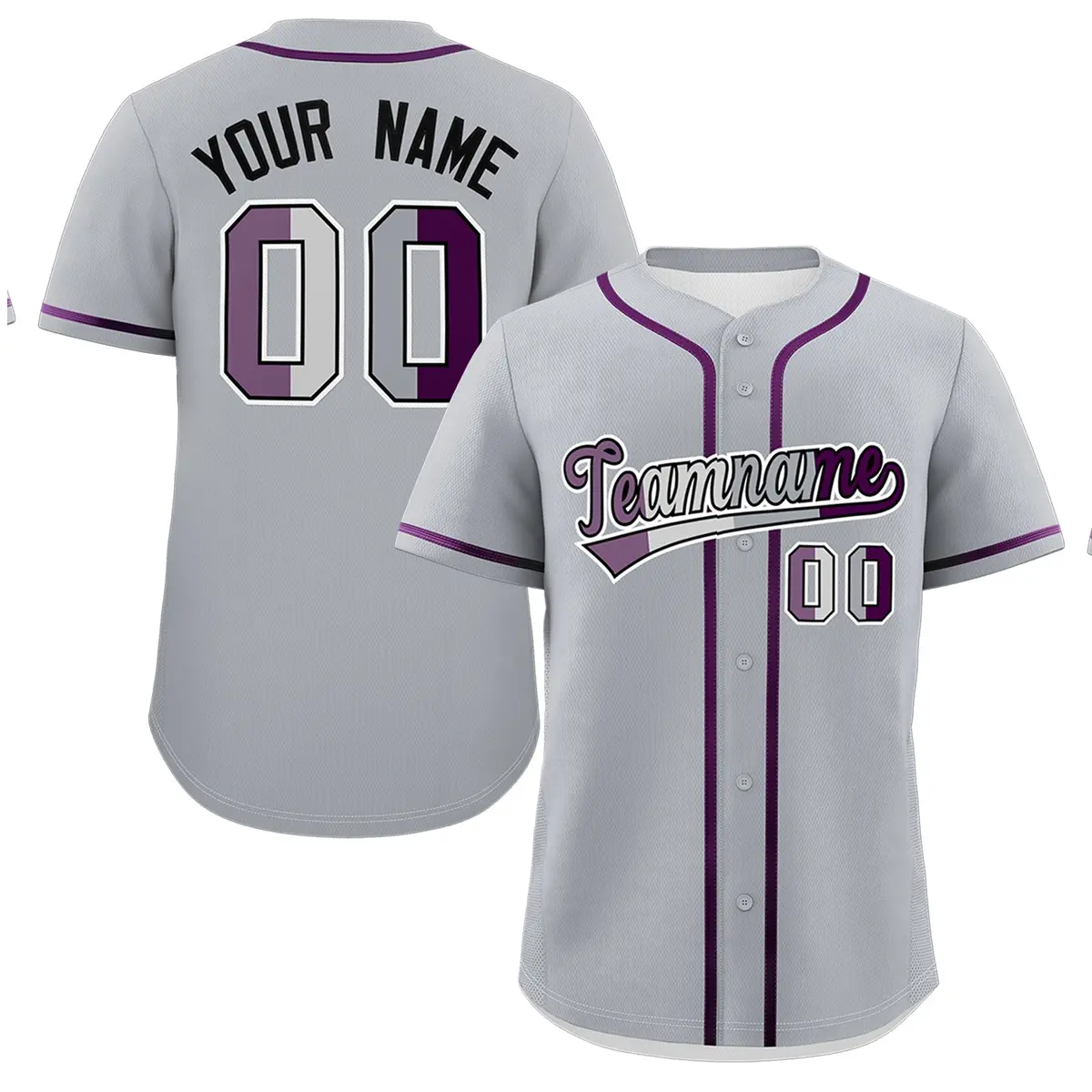 Gray Purple Classic Pride Month Genderless Baseball Jersey