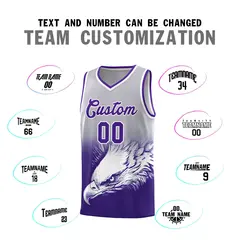 Gray Purple Eagle Graffiti Pattern Basketball Jersey 2