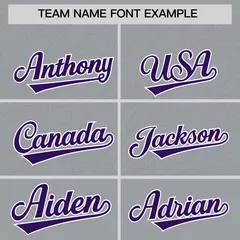 Gray Purple Floral Gradient Full Button Baseball Jersey 3