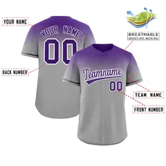 Gray Purple Gradient Authentic Baseball Jersey 2