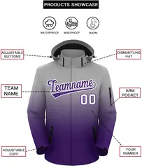 Gray Purple Gradient Hooded Outdoor Waterproof Jacket 2