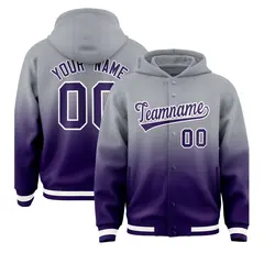 Gray Purple Gradient Letterman Varsity Jacket Hoodie 1