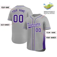 Gray Purple Gradient Side Authentic Baseball Jersey 2