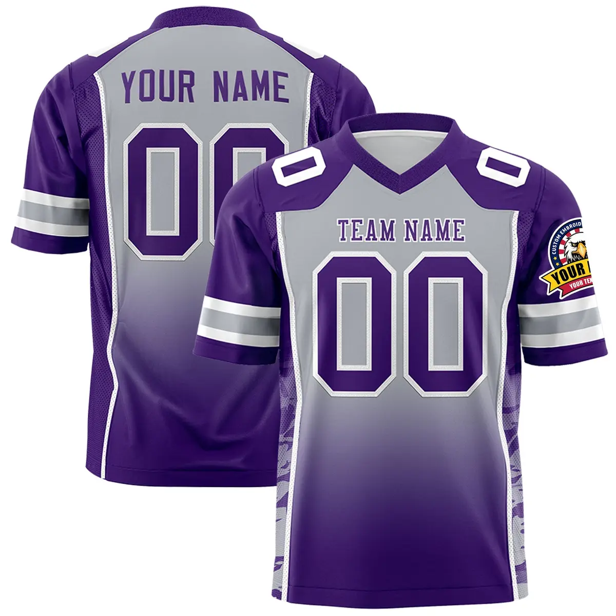 Gray Purple Gradient Side Pattern Authentic Football Jersey