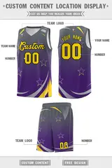 Gray Purple Gradient Star Graffiti Basketball Jersey 2