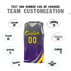 Gray Purple Gradient Star Graffiti Basketball Jersey 3