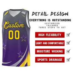 Gray Purple Gradient Star Graffiti Basketball Jersey 4