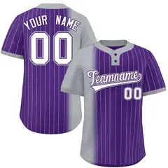 Gray Purple Gradient Stripe Two-Button Softball Jersey