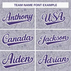Gray Purple Graffiti Line Art Authentic Baseball Jersey 3