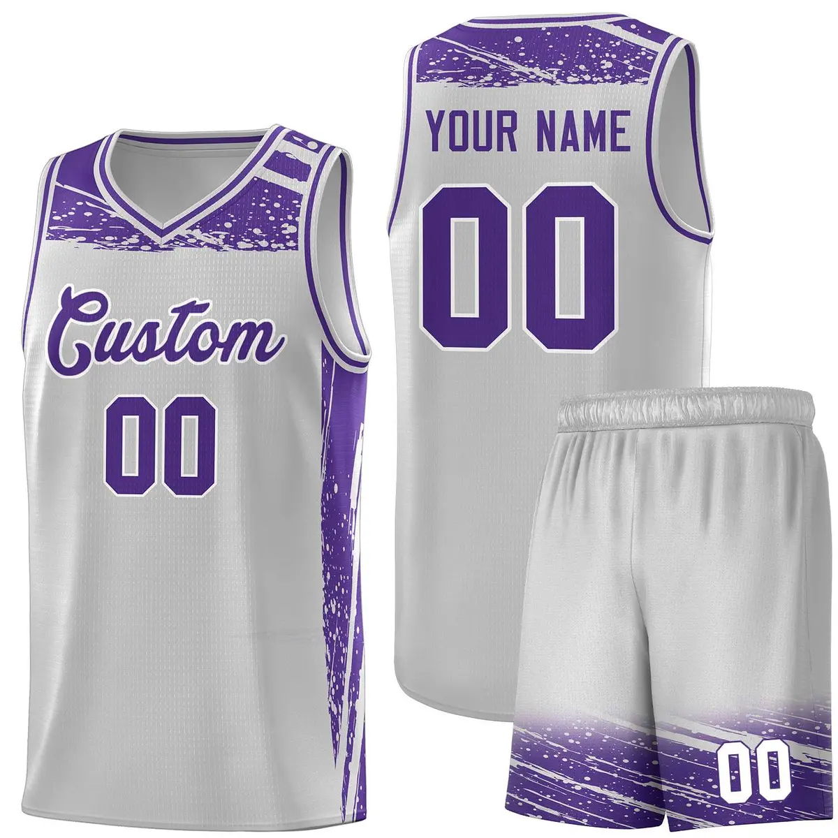 Gray Purple Graffiti Pattern Sports Basketball Jersey